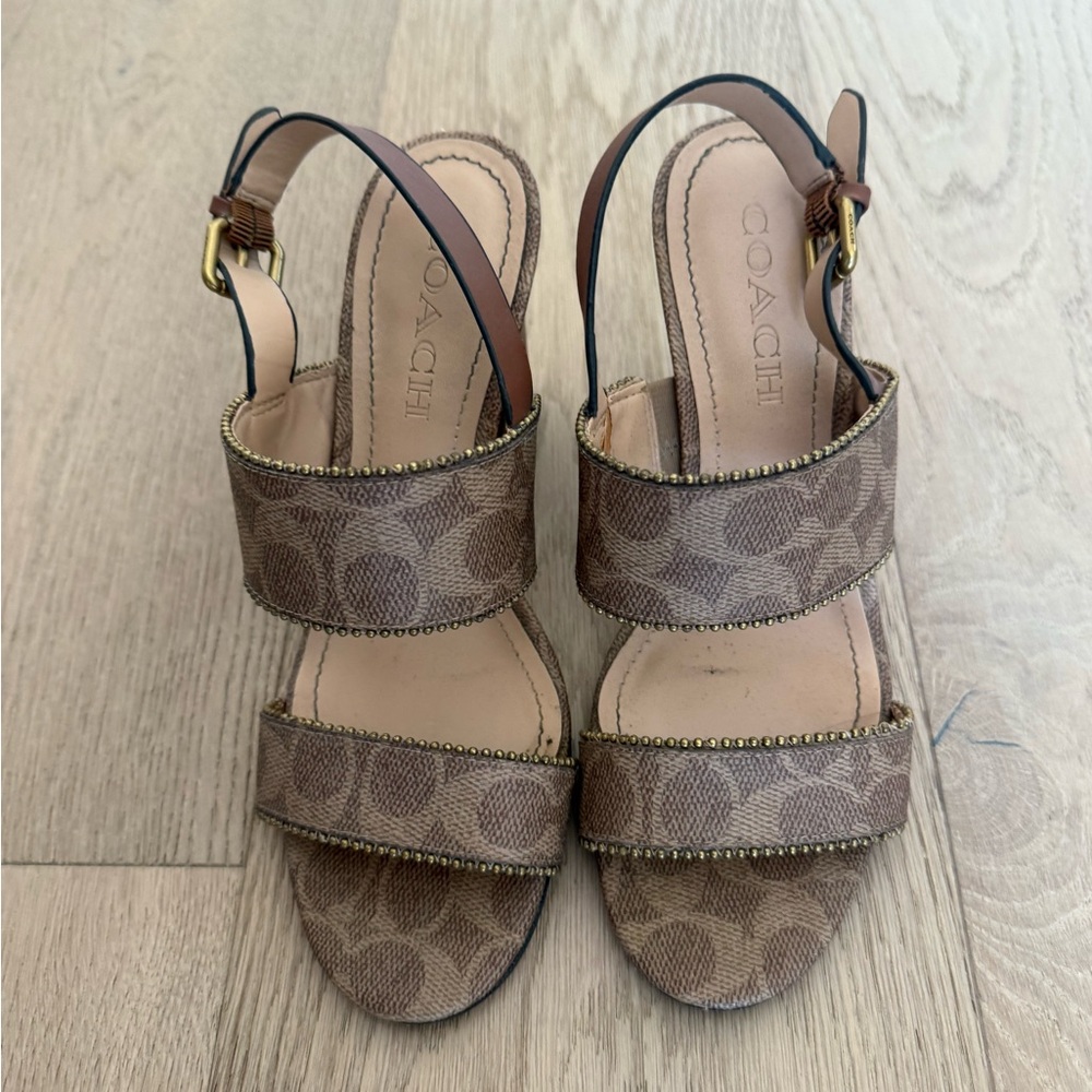 Coach Logo Patterned Sandals for Women 7.5